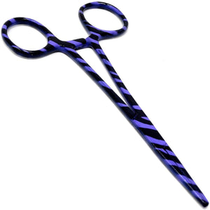 Purple & Black Zebra Pattern Mosquito Hemostat Forceps 5" (12.7cm) Straight, Stainless Steel