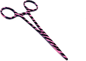 Pink & Black Zebra Pattern Mosquito Hemostat Forceps 5" (12.7cm) Straight, Stainless Steel