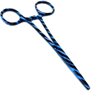 Blue & Black Zebra Pattern Mosquito Hemostat Forceps 5" (12.7cm) Straight, Stainless Steel