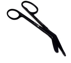 Full Black One Large Ring Lister Bandage Scissors 7.25" (18.4cm), Stainless Steel