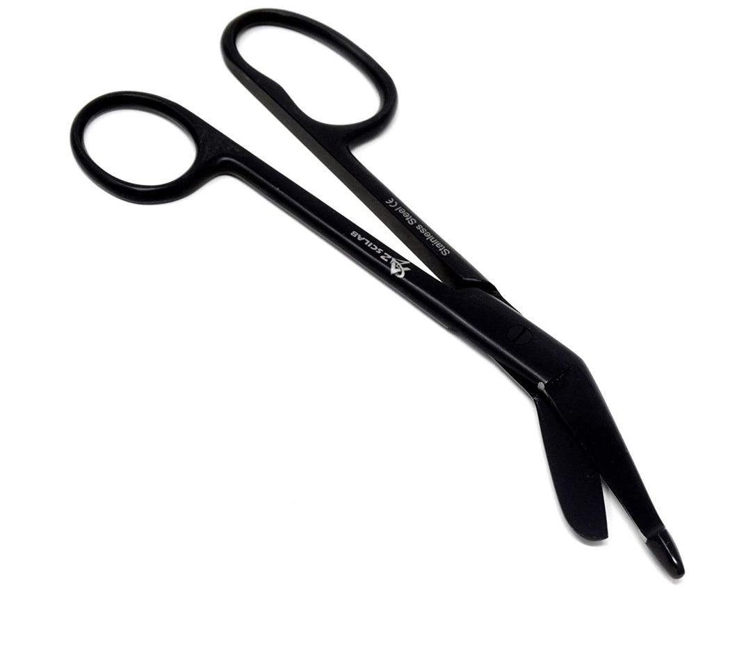 Full Black One Large Ring Lister Bandage Scissors 7.25