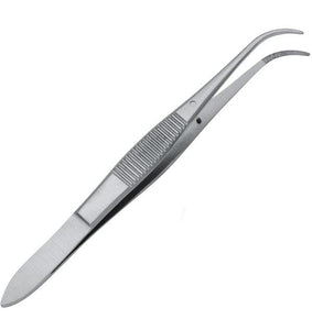 Iris Eye Dressing Forceps 4", Half Curved, Serrated Tips