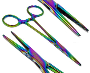 Multi Color Rainbow Mosquito Hemostat Forceps 5" (12.7cm) Straight, Stainless Steel