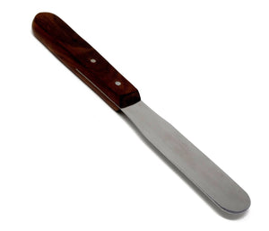 Stainless Steel Lab Spatula with Wooden Handle, 4" Blade, 0.62" Blade Width, 8" Total Length