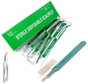 Disposable Scalpels #15, 10/bx Stainless Steel Blades, Plastic Handle