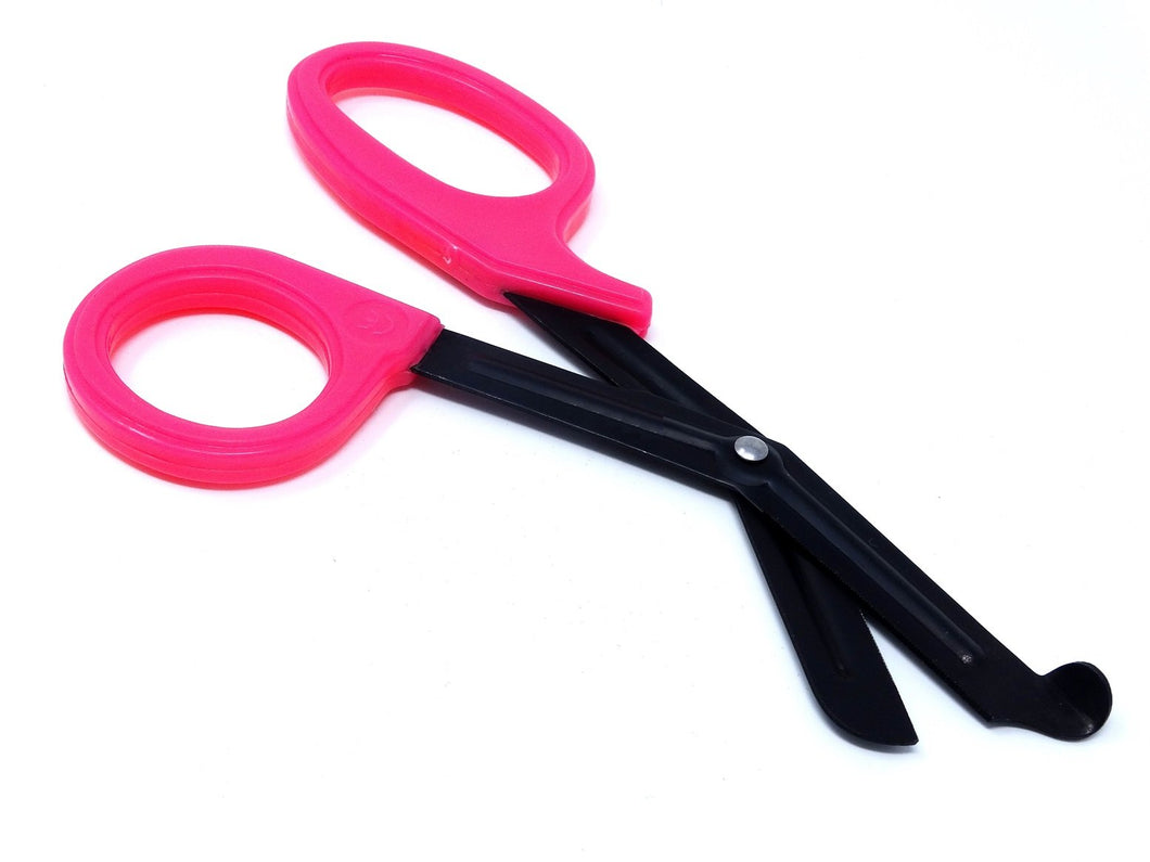 Pink Handle with Fluoride Coated Black Stainless Steel Blades Trauma Shears 7.25