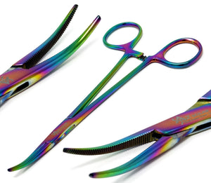 Multi Color Rainbow Mosquito Hemostat Forceps 5.5" (14cm) Curved, Stainless Steel