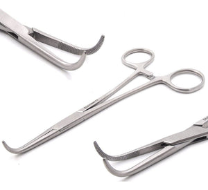 Full Curved 90 Degree Angled Hemostat 6", Stainless Steel