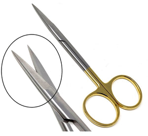TC Dissecting Iris Sharp Fine Point Scissors, 4.5", Straight, Premium Quality Stainless Steel