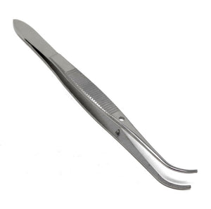 Iris Eye Dressing Forceps 4", Full Curved, Serrated Tips