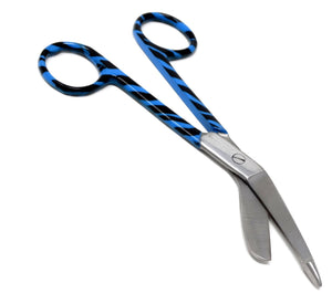 Blue & Black Zebra Handle Pattern Color Lister Bandage Scissors 5.5" (14cm), Stainless Steel