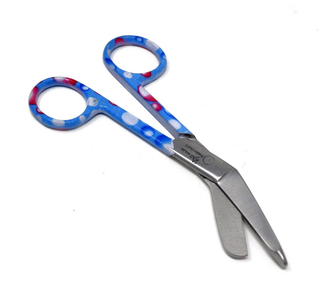 Blue & Pink Dew Drops Handle Pattern Color Lister Bandage Scissors 4.5