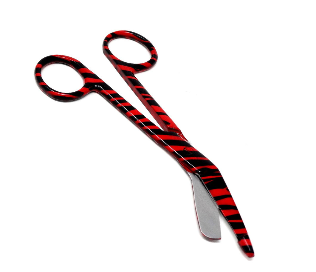 Red & Black Full Zebra Pattern Color Lister Bandage Scissors 5.5