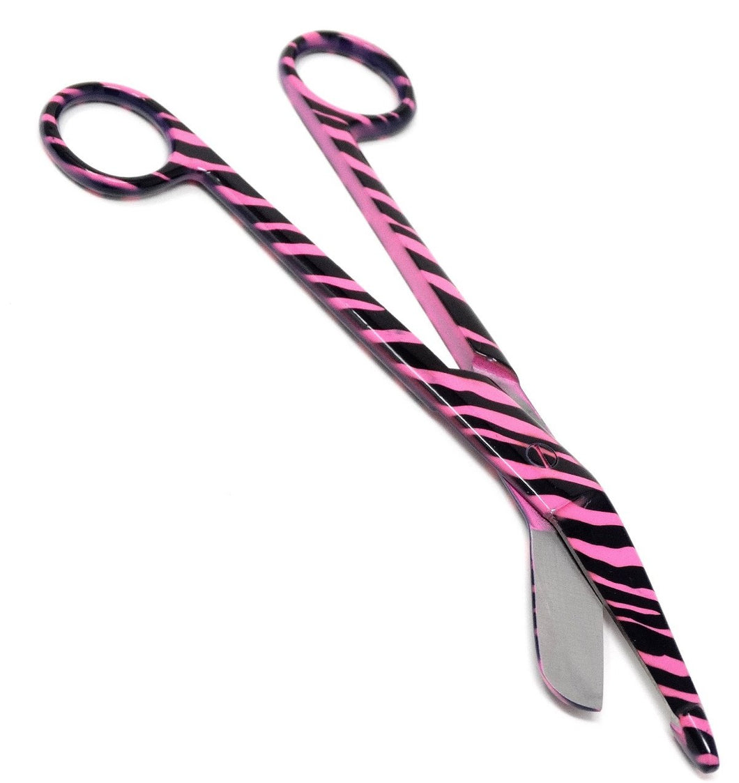 Pink & White Full Zebra Pattern Color Lister Bandage Scissors 7.25